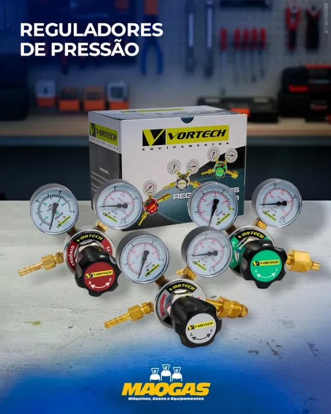 Reguladores de pressão Vortech comercializados pela MaqGas
